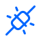 Blue disconnected plug icon symbolizing  connection, or integration in tech or network systems- Neutrinos