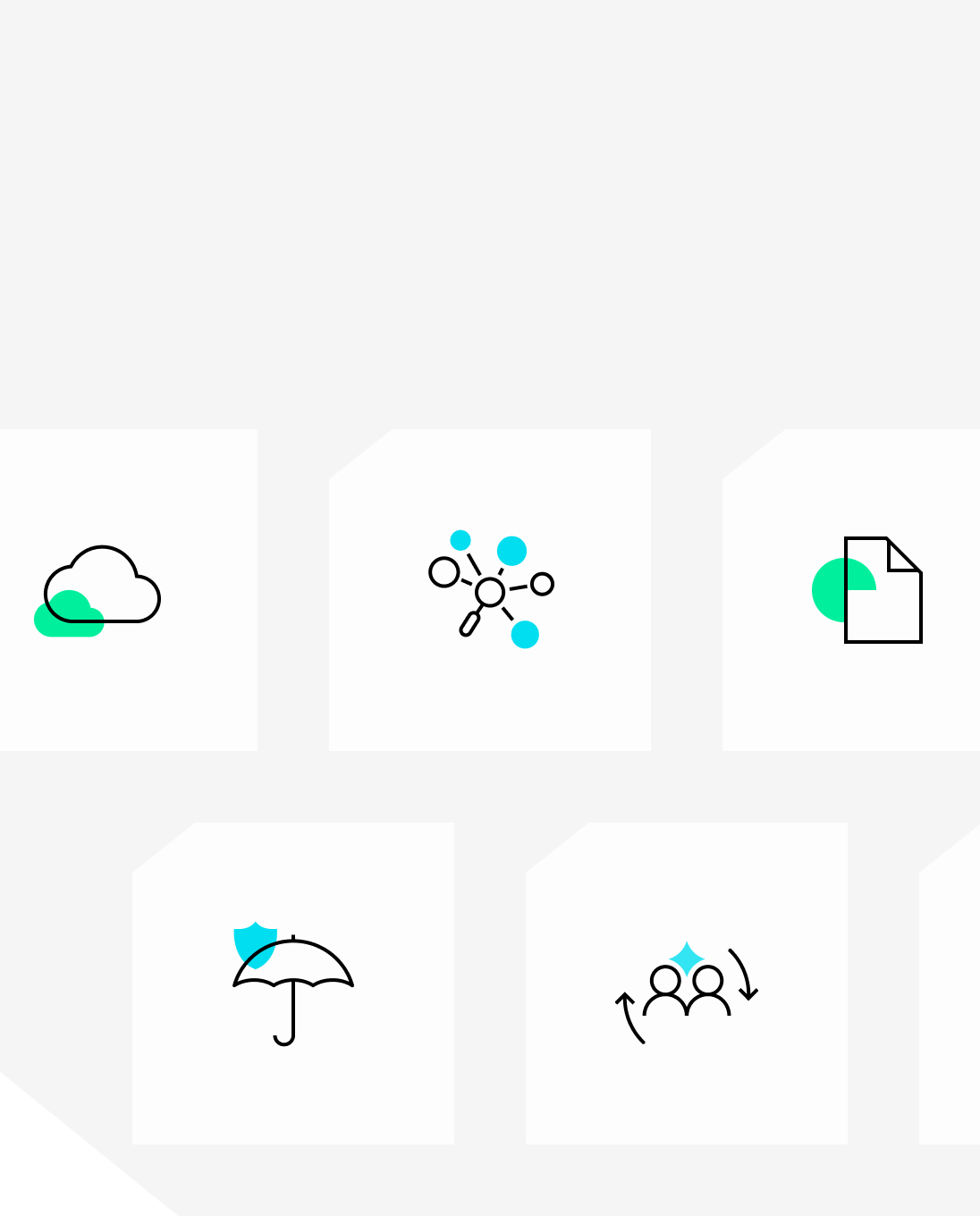 Minimalist insurance-related icons including cloud, umbrella, and network symbols - Neutrinos