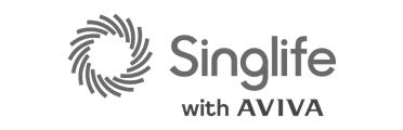 Singlife with Aviva logo featuring circular swirl design - Neutrinos