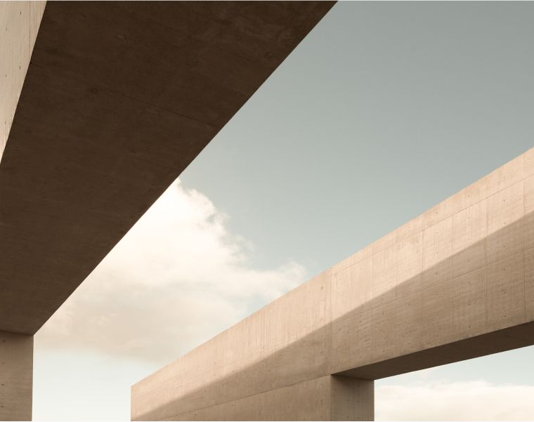 Modern concrete architectural beams against a clear sky - Neutrinos
