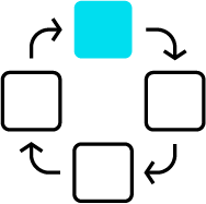 Flowchart diagram with arrows representing automated workflow or process cycle – Neutrinos