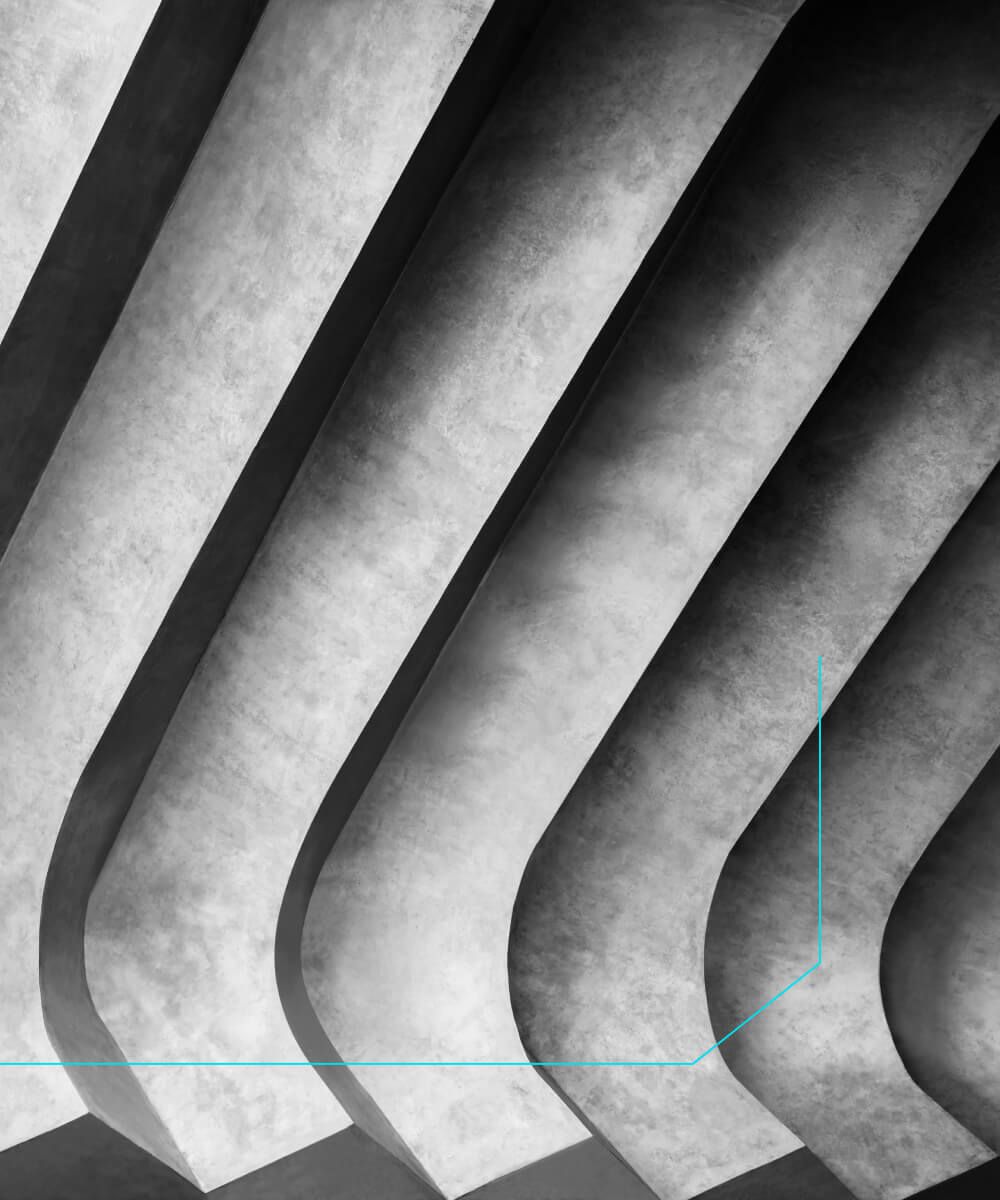 Abstract, concrete architectural structure with curved patterns – Neutrinos